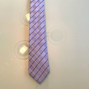 Tommy Hilfiger tie light blue navy gold check 100% silk 3.25 inches wide